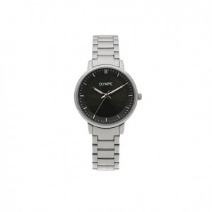 OLYMPIC HORLOGE, VERONA, STALEN BAND EN KAST, ZWARTE WIJZERPLAAT50M - 78877 - OL21DSS001
