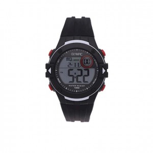 OLYMPIC HORLOGE, DIGITAAL ZWART KUNSSTOF BAND, ZWART GRIJZE KUNSSTOF KAST100M - 78936 - OL45HKR009