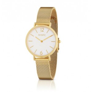 OLYMPIC HORLOGE, SANNE, DOUBLE MILANESE  BAND EN KAST, WITTE PLAAT 30M (Geen garantie op plating) - 81252 - OL66DDD005