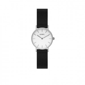 OLYMPIC HORLOGE, RIMINI SLIMLINE, ZWART LEREN BAND, STALEN KAST, WITTE PLAAT 30M - 78946 - OL66DSL009