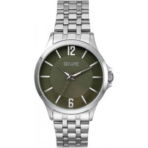 OLYMPIC HORLOGE, DANNY, STALEN BAND EN KAST EN GROENE PLAAT 40MM 50M - 83541 - OL72HSS403