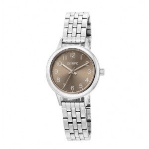 OLYMPIC HORLOGE "YARA" STALEN BAND EN KAST, GRIJZE PLAAT MET CIJFERS 28MM 30M - 84346 - OL80DSS002