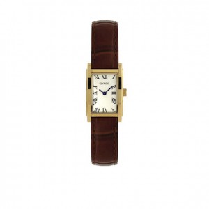 OLYMPIC HORLOGE, MILANO,  BRUIN LEREN BAND,DOUBLE VIERKANTE KAST, WITE PLAAT 30M - 78740 - OL88DDL001
