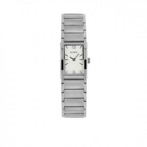 OLYMPIC HORLOGE,STALEN  BAND EN VIERKANTE KAST, WITTE WIJZERPLAAT MET CIJFERS 30M - 78918 - OL88DSS011