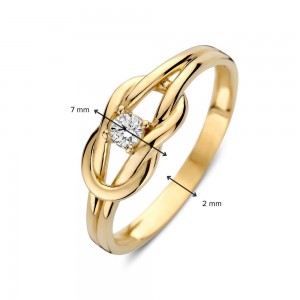 GOUDEN RING KNOOP MET SOLITAIR 3MM ZIRCONIA IN DE KNOOP VERWERKT MT56 - 84086 - RE128231-56-MT56