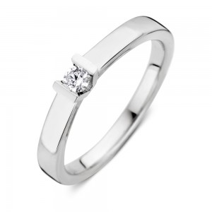 EXCELLENT GOUDEN RING WITGOUD MET 0.10CT H/SI-1 BRILJANT MT56 - 79526 - RG216901-60-MT60