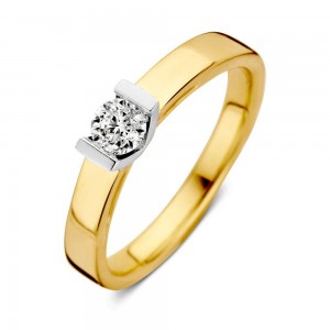 EXCELLENT GOUDEN RING BI-COLOR MET 0.30CT H/SI-1 BRILJANT MT55 - 79485 - RG416841-55-MT55