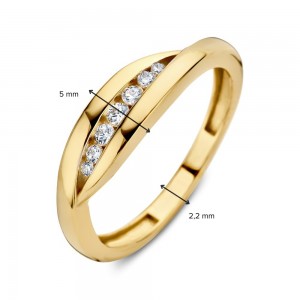 GOUDEN RING 2 BAANS MET ZIRCONIA'S 5MM MT52 - 82171 - RM127760-52-MT52