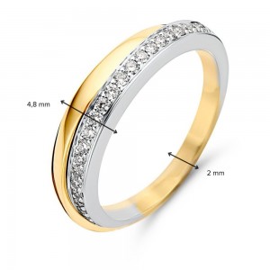 GOUDEN RING BICOLOR MET 0.25CT H/Si1 BRILJANT 4.8MM MT58 - 82173 - RP416702-58-MT58