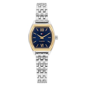 TOMMY HILFIGER HORLOGE "NORAH" RECHTHOEKIGE STALEN BAND EN  DOUBLE KAST, BLAUWE PLAAT 21.5X22MM 30M - 84928 - TH1782869