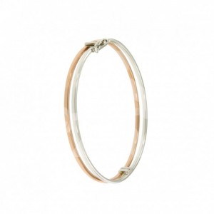 GOUDEN SLAVENARMBAND BICOLOR ROSE/WITGOUD 2 ENKELE BANEN 2.0MM 60MM - 79030 - VKJ0859