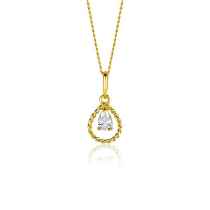 ZINZI GOUDEN HANGERS GEDRAAIDE DRAAD MET DRUPPELVORMIGE ZIRCONIA 7.5X15.8MM (Ook als creoolhangers leverbaar) - 84141 - ZGH478