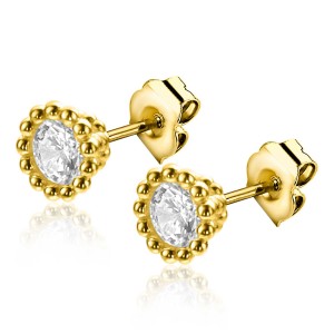 ZINZI GOUDEN OORSTEKEERS ZIRCONIA IN BOLLETJES ZETTING 4.5MM - 83628 - ZGO319