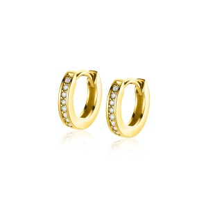 ZINZI GOUDEN KLAPCREOLEN MET ZIRCONIAS IN RAILZETTING 2.2 X11.7MM - 84110 - ZGO427Z