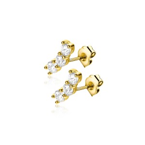ZINZI GOUDEN OOSTEKERS 3 GEBOGEN ZIRCONIAS IN RIJZETTING 7MM - 83635 - ZGO515