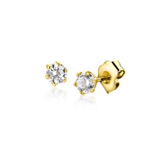 ZINZI GOUDEN OORSTEKERS MET 2.5MM ZIRCONIA IN 6 POOTSW CHATON - 84599 - ZGO562