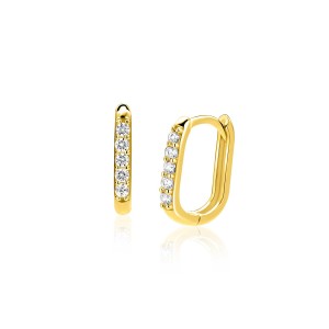 ZINZI GOUDEN KLAPCREOLEN PAPERCLIP MET ZIRCONIAS 1.9 X 12MM - 84601 - ZGO564