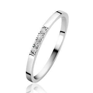 ZINZI WITGOUDEN RING ALLIANCE MET 4 ZIRCONIAS 1.7MM MT54 - 84113 - ZGR407W-54-MT54