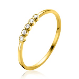 ZINZI GOUDEN RING, AANSCHUIF MET 5 WITTE ZIRCONIAS IN ZETKASTJES MT52 - 83389 - ZGR532-52-MT52