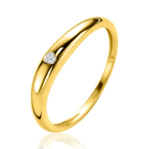 ZINZI GOUDEN RING, GLAS MET 1 GLAD GEZETTE ZIRCONIA MT54 - 83390 - ZGR535-54-MT54
