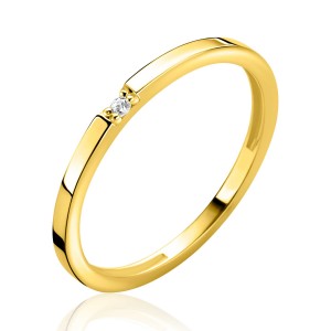 ZINZI GOUDEN RING, GLAD MET 1 GLAD GEZETTE ZIRCONIA MT56 - 84598 - ZGR561-56-MT56