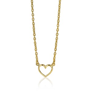 ZINZI ZILVEREN COLLIER, DOUBLE, OPEN HARTJES 40-43CM (Geen garantie op plating) - 83453 - ZIC1420G