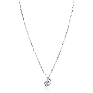 ZINZI ZILVEREN KETTING,  ZIRCONIA KLAVER MET HARTJE 40-45CM - 84726 - ZIC2783