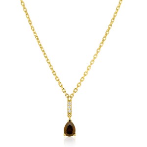 ZINZI ZILVEREN HANGER MET COLLIER, DOUBLE, MET DRUPPELVORMIGE BRUINE KLEURSTEEN EN ZIRCONIAS 45CM (Ook als set leverbaar) - 84486 - ZIC2804
