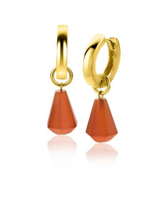 ZINIZ ZILVEREN DOUBLE CREOOLHANGERS KEGELVORMIGE BLOEDKORAALKLEUR 8MM (Geen garantie op plating) - 82533 - ZICH2256R
