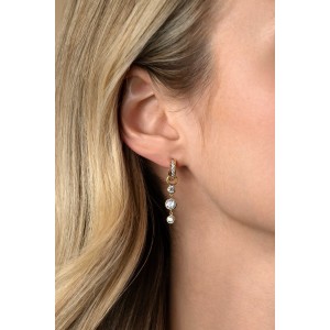 ZINZI CREOOLHANGERS, DOUBLE,  3 X ZIRCONIA ONDER ELKAAR 6.2X24MM (Geen garantie op plating) - 84392 - ZICH2593Y