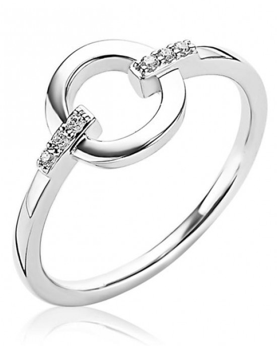 -uit de collectie- ZINZI ZILVEREN RING RING MET ZIRKONIA'S IN SCHEEN MT54 - 76555 - ZIR1814-54-MT54