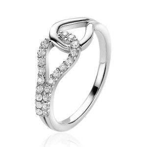 ZINZI ZILVEREN RING VERBONDENHEID HALF GLANS HALF ZIRCONIA'S MT56  (Ook als set leverbaar.) - 81498 - ZIR2119-56-MT56