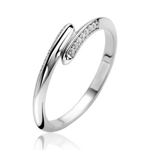 ZINZI ZILVEREN RING, TWIST MET ZIRKONIA'S AAN DE ZIJKANT 4.6MM MT54 - 84382 - ZIR2833-54-MT54