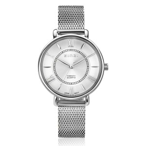 ZINZI HORLOGE STALEN MILANEESE BAND EN KAST, WITTE PLAAT 34MM - 82651 - ZIW2002