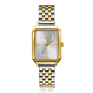 ZINZI HORLOGE "ALLURE" BICOLOR STALEN HORLOGEBAND EN ACHTHOEKIGE KAST MET ZILVERKLEURIGE WIJZERPLAAT 30MM 30M, MET GRATIS ZILVEREN ARMBAND. (Geen garantie op plating) - 84445 - ZIW2533