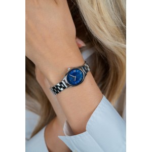 ZINZI HORLOGE "BELLE" DOUBLE STALEN HORLOGEBAND EN OVALE KAST MET ZILVERKLEURIGE WIJZERPLAAT 26MM 30M, MET GRATIS ZILVEREN ARMBAND. (Geen garantie op plating) - 84487 - ZIW2955
