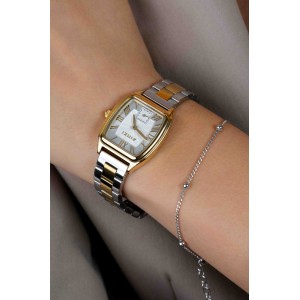 ZINZI HORLOGE 'CONTOUR' BICOLOR MET REKHOEKIGE KAST, ZILVEREN PLAAT 26MM 30M - 84634 - ZIW3033