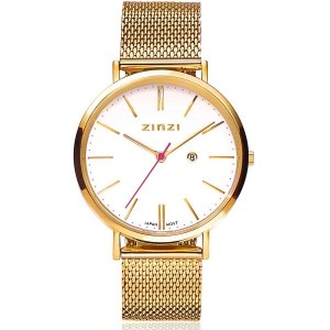 ZINZI HORLOGE "RETRO" WITTE  WIJZERPLAAT, DOUBLE MILANESE BAND EN DATUM 38MM 50M - 73260 - ZIW407M