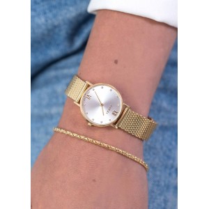 ZINZI HORLOGE "LADY" DOUBLE MILANESE BAND EN  KAST, ZILVEREN WIJZERPLAAT MET ZIRKONIA INDEXEN 50M - 83269 - ZIW633M